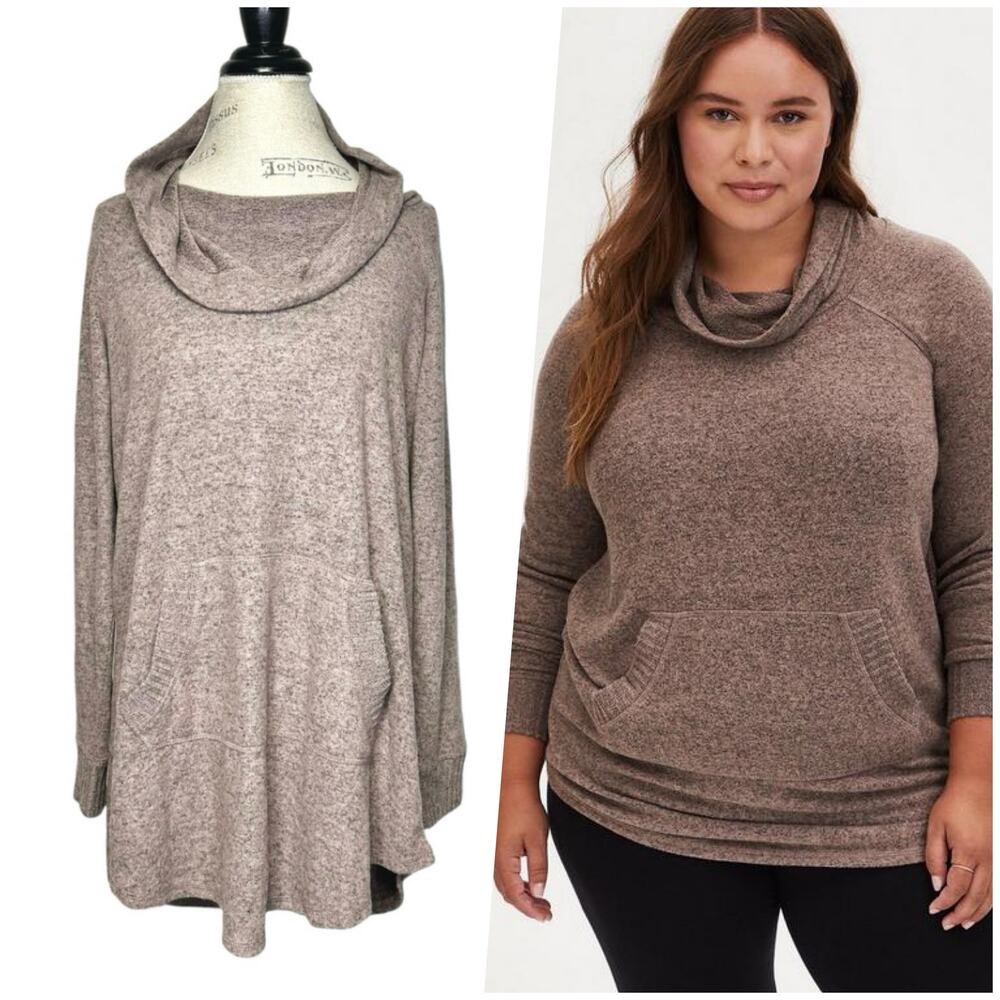 Torrid | Women | Super Soft Plush Cowl Neck Raglan Tunic Sweatshirt | Size 1